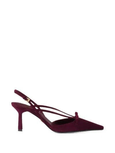 Prada Suede Slingback Pumps In Red