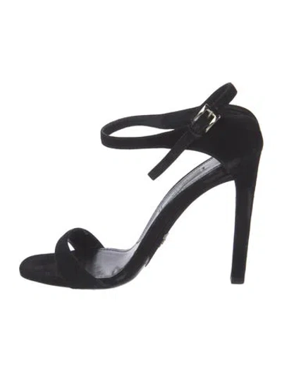 Pre-owned Prada Suede Slingback Sandals In Black