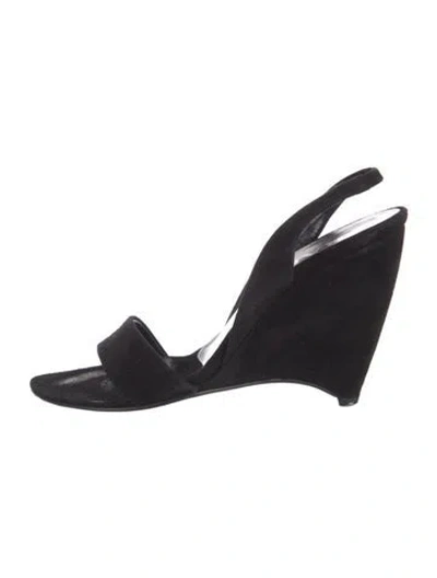 Pre-owned Prada Suede Slingback Sandals In Black