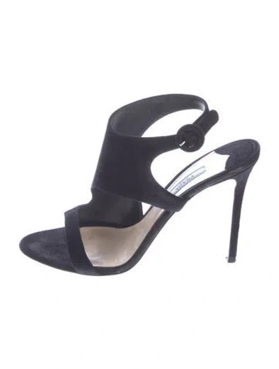 Pre-owned Prada Suede Slingback Sandals In Blue