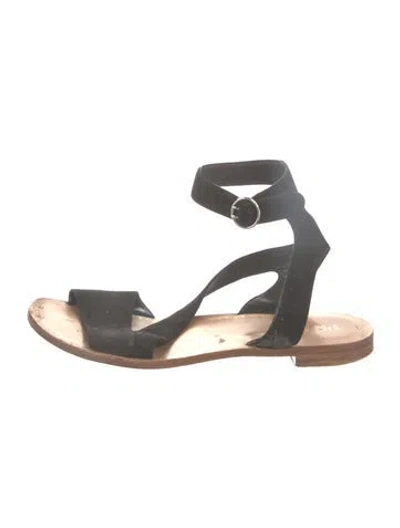 Pre-owned Prada Suede Slingback Sandals In Gray