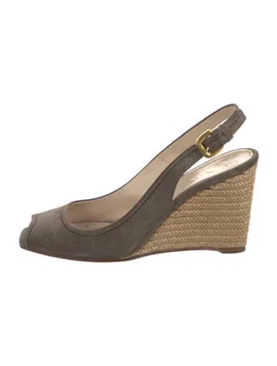 Pre-owned Prada Suede Slingback Sandals In Gray