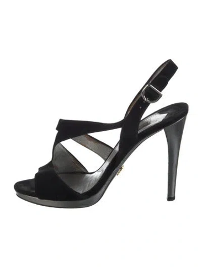 Pre-owned Prada Suede Slingback Sandals In Multi