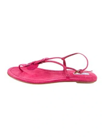 Pre-owned Prada Suede Slingback Sandals In Pink