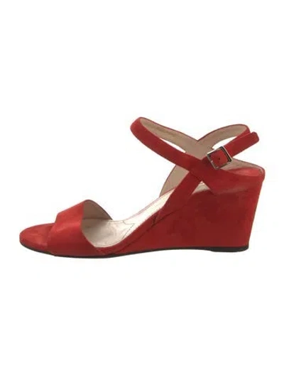 Pre-owned Prada Suede Slingback Sandals In Red