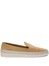 Prada Brown Suede Slip-on Flat Shoes With Textured Sole