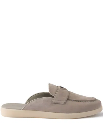 Prada Suede Slip-on Loafers In Neutral