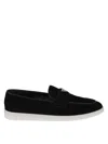 Prada Suede Slip-on Shoes In Black