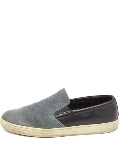 Pre-owned Prada Suede Slip-on Sneakers In Black