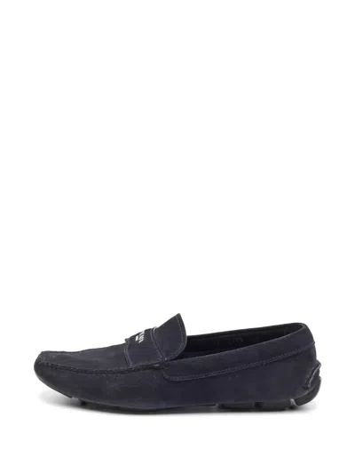 Pre-owned Prada Suede Slip-on Loafers In Blue