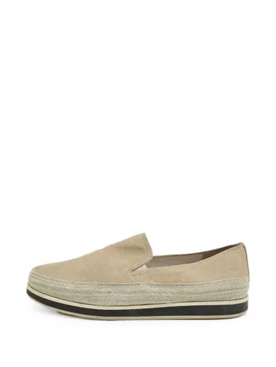 Pre-owned Prada Suede Slip-on Sneakers In Neutral