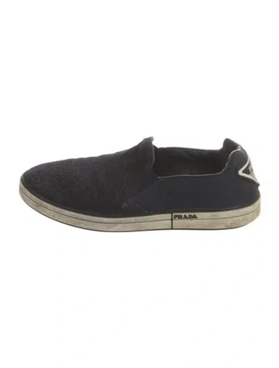Pre-owned Prada Suede Slippers In Blue