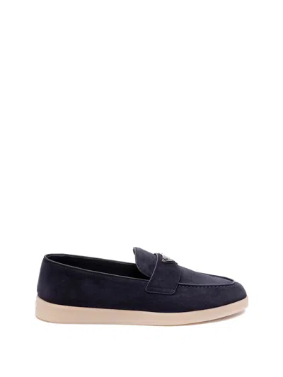 Prada Suede Slippers In Blue