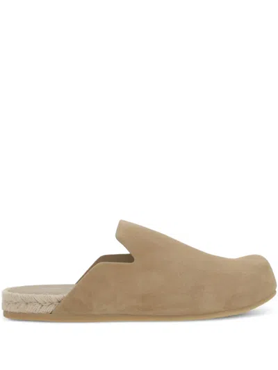 Prada Men Suede Leather Sabots In Brown