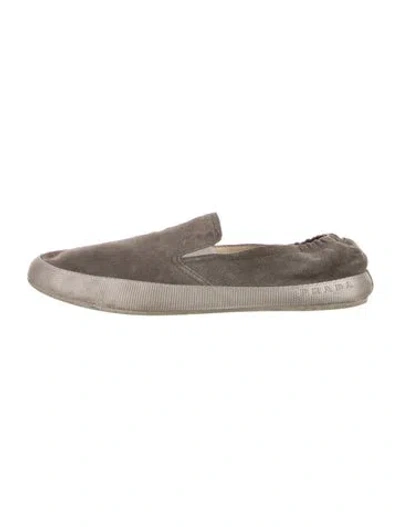 Pre-owned Prada Suede Slippers In Gray