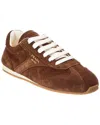 Prada Cocoa-coloured Sneakers In Suede Leather In Brown