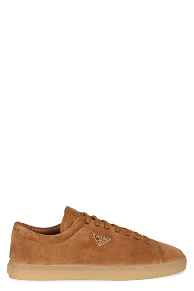 Prada Suede Sneakers In Brown
