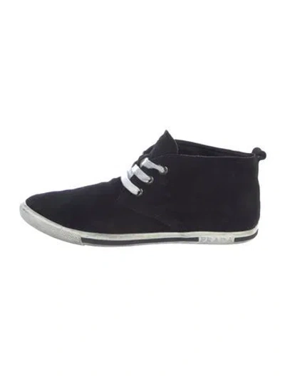 Pre-owned Prada Suede Sneakers In Black