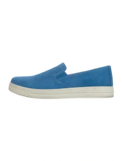 Pre-owned Prada Suede Sneakers In Blue