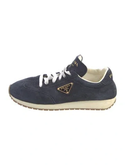 Pre-owned Prada Suede Sneakers In Blue