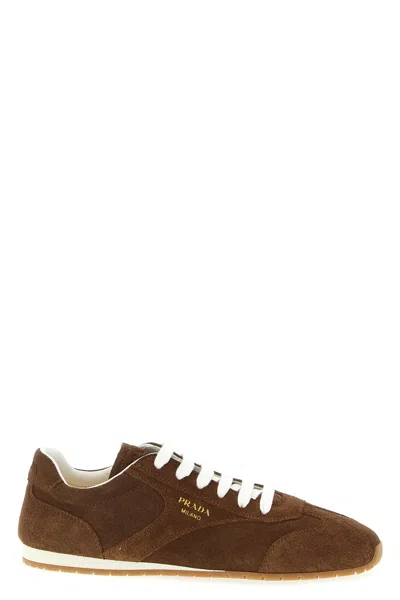 Prada Suede Sneakers In Brown
