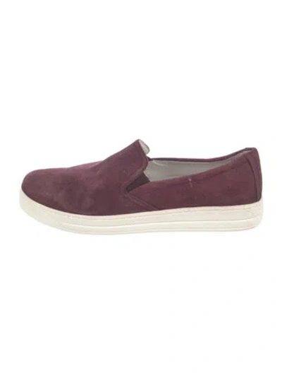 Pre-owned Prada Suede Sneakers In Burgundy/white