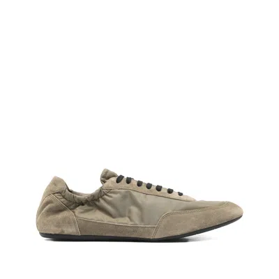 Prada Collapse Re-nylon And Suede Elasticized Sneakers In Green
