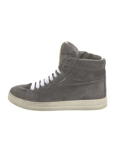 Pre-owned Prada Suede Sneakers In Gray