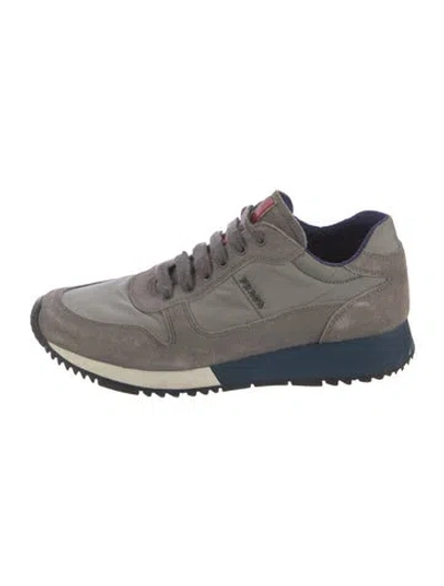 Pre-owned Prada Suede Sneakers In Gray