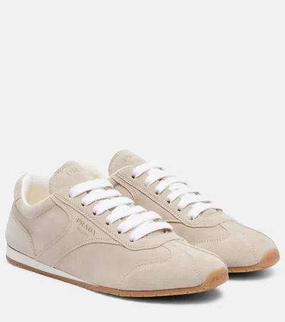 Prada Suede Sneakers In Neutral