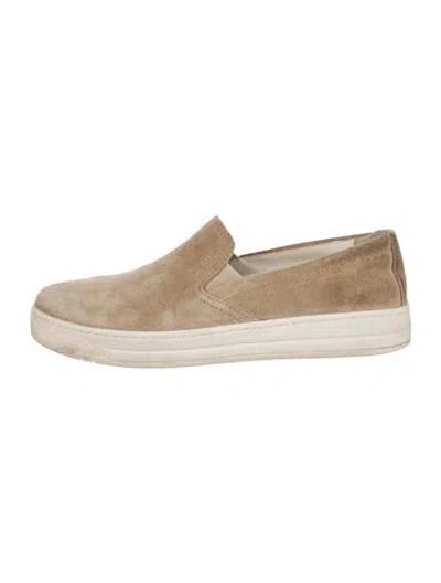 Pre-owned Prada Suede Sneakers In Neutral
