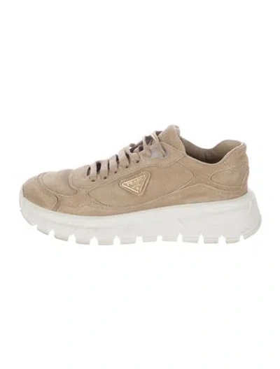 Pre-owned Prada Suede Sneakers In Neutral