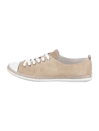 Pre-owned Prada Suede Sneakers In Neutrals