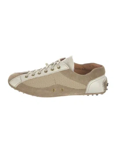 Pre-owned Prada Suede Sneakers In Neutrals