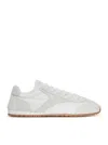 Prada Low Top Sneakers Rubber Sole Suede Panels In White