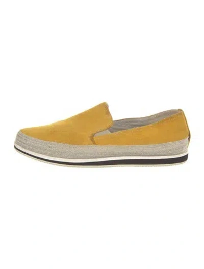 Pre-owned Prada Suede Sneakers In Yellow