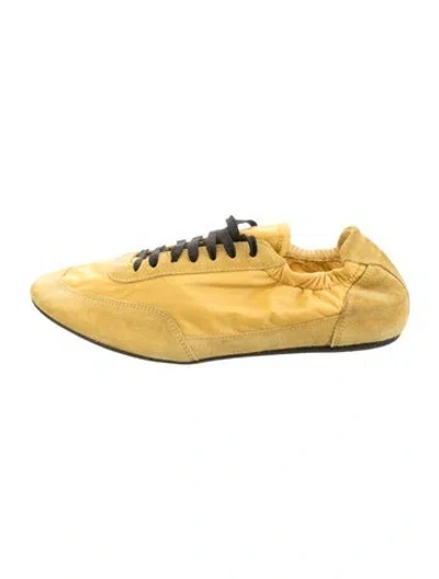 Pre-owned Prada Suede Sneakers In Yellow