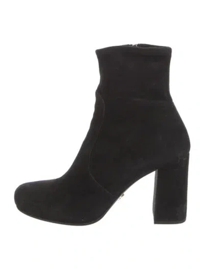 Pre-owned Prada Suede Sock Boots In Black