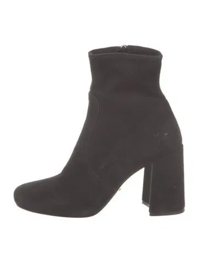 Pre-owned Prada Suede Sock Boots In Black