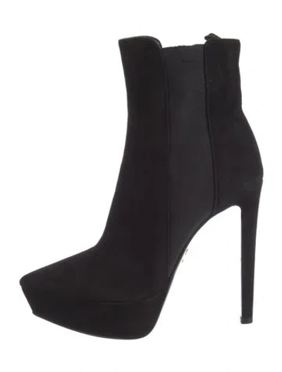 Pre-owned Prada Suede Sock Boots In Black