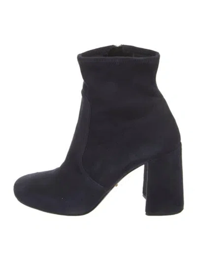 Pre-owned Prada Suede Sock Boots In Blue