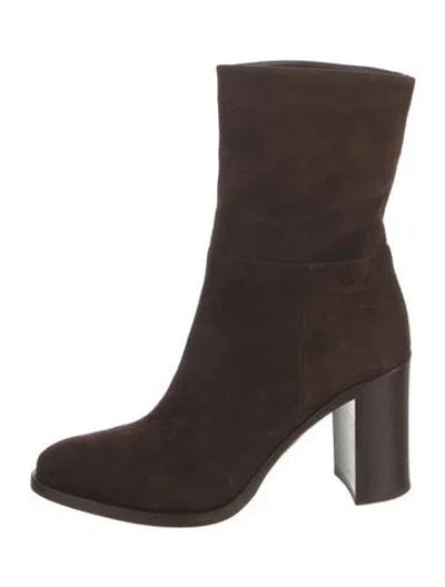 Pre-owned Prada Suede Sock Boots In Brown
