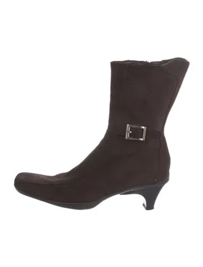 Pre-owned Prada Suede Sock Boots In Brown