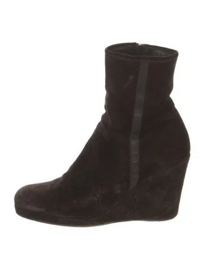 Pre-owned Prada Suede Sock Boots In Brown