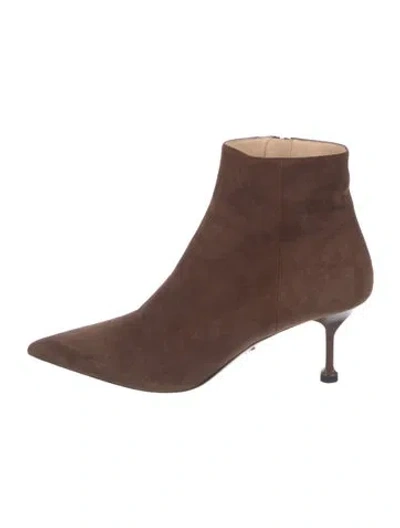 Pre-owned Prada Suede Sock Boots In Brown