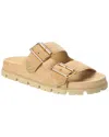 Prada Suede Strap Slides In Beige