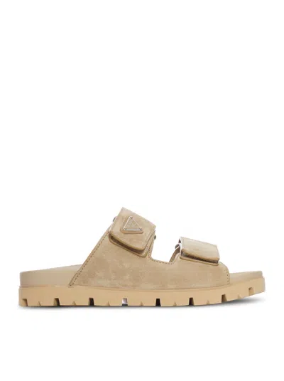 Prada Suede Straps Sandals In Brown