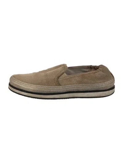 Pre-owned Prada Suede Striped Espadrille Sneakers In Neutral