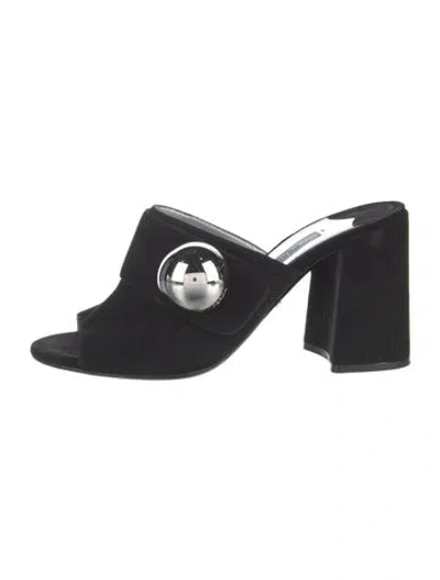 Pre-owned Prada Suede Studded Accents Mules In Black