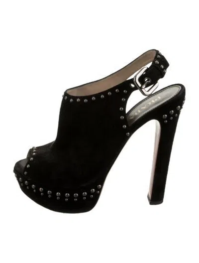 Pre-owned Prada Suede Studded Accents Pumps In Black